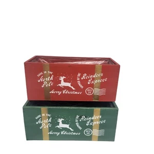Merry Christmas Reindeer Express Wooden Trough North Pole Design 5L Capacity - Picture 1 of 27