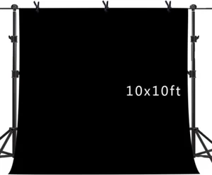 10 x 10 Fuß Schwarz Foto Video Fotografie Hintergrund Studio Vliesstoff Backdro - Bild 1 von 12