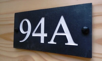 Deep Engraved Honed Natural Slate House Number Sign Plaque HIGH QUALITY 20x10cm - Image 1 of 4