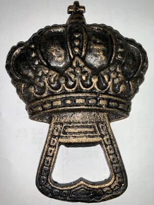 Cast Metal Bronze & Black Crown Shaped Bottle Opener - Image 1 of 3