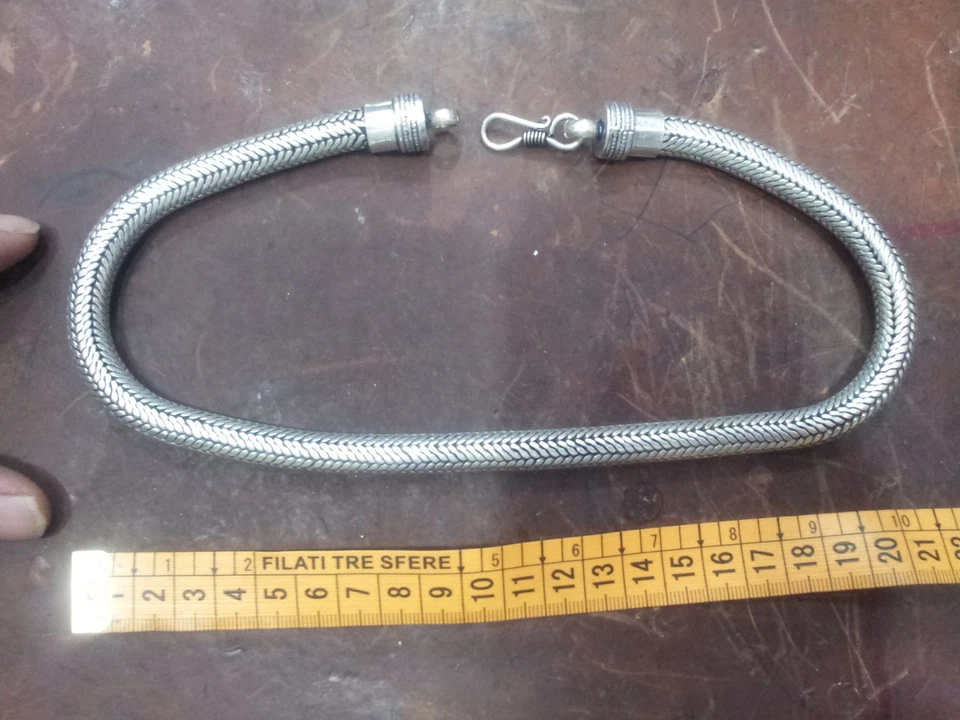  collana bagno argento indiano  200 gr INDIAN SILVER snake necklace 45-47  CM - Immagine 1 di 1