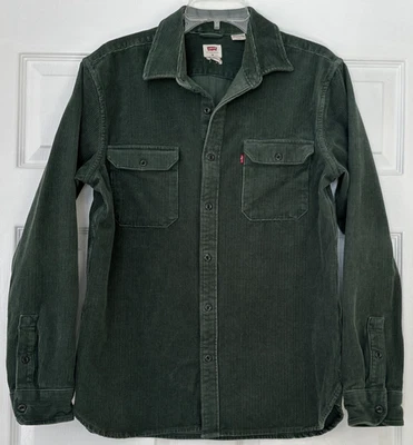 Vintage Levi’s Hunter Green Corduroy Shirt Men’s Medium Red Tab 1980s - Image 1 of 4