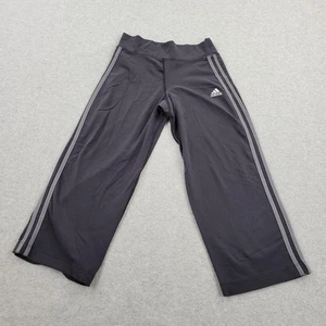 Adidas Capri Track Pants Womens Small Gray Nylon Wide-Leg Embroidery Activewear - Picture 1 of 11