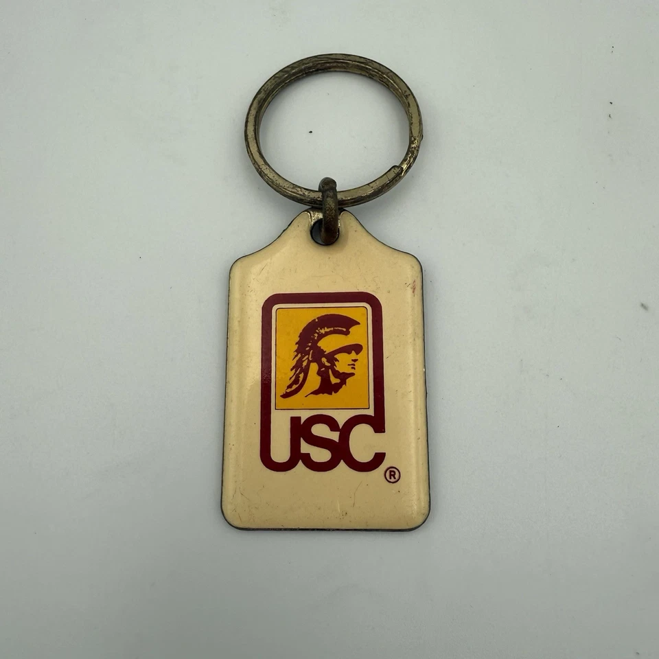 Vintage U.S.C. Trojans Logo Keychain NCAA College Football Metal Enamel Key fob - Image 1 of 2
