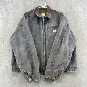 VTG Carhartt Jacket Mens 2XL Tall Brown Detroit Blanket Lined Canvas Bomber Coat - Picture 1 of 13