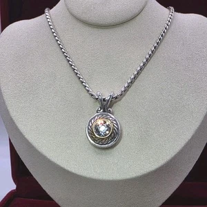 Brighton Heiress Brave Angel Necklace Crystal Pendant 18" Two Tone Retired Luxe - Picture 1 of 9