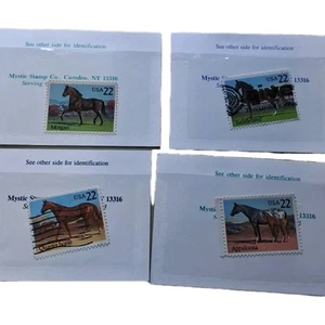 US Horses Postage Stamps Lot Of 4 Vintage Used Saddlebred Horses Colorful 1985 - Picture 1 of 9