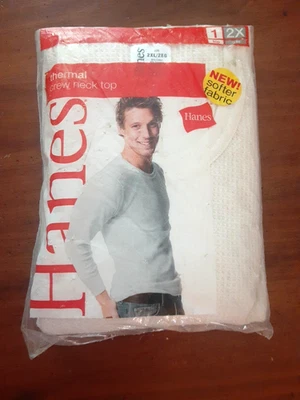 Ropa interior larga Hanes 2XL TOP TÉRMICO CUELLO REDONDO 2006 mezcla de algodón 65% 35% NUEVO Foto 1 de 4