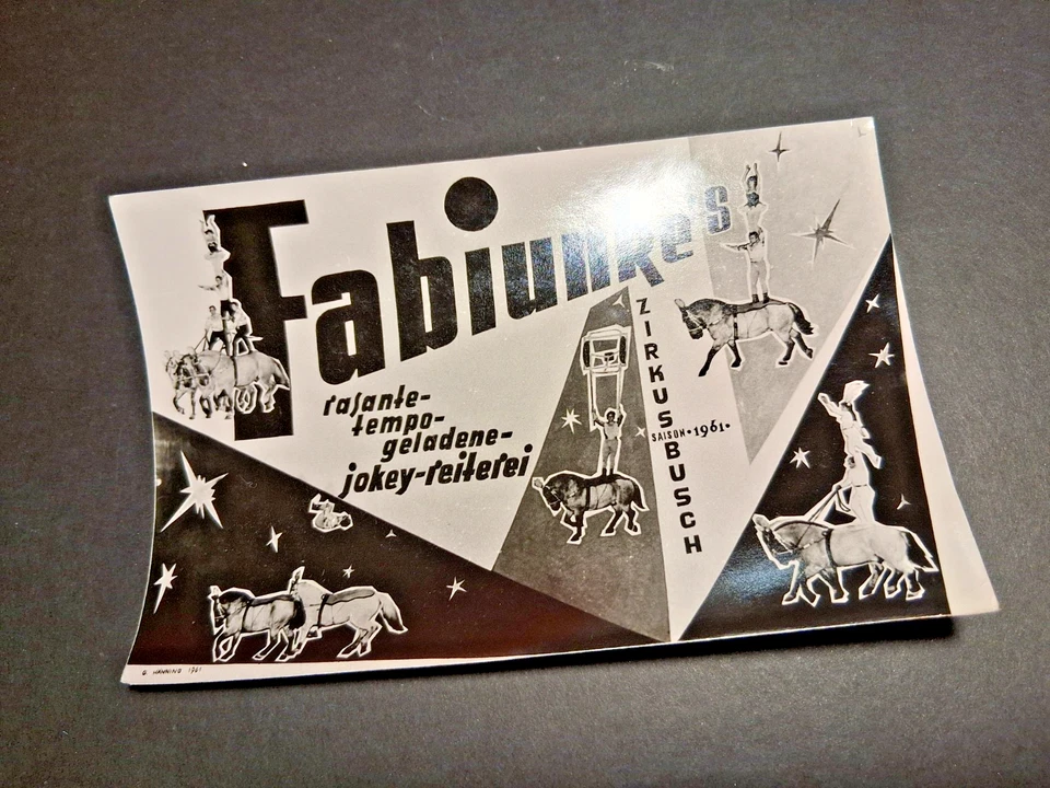1961 DDR foto 12x18 ZIRKUS BUSCH Fabiunke Jockey Reiter circus cirque circo - Bild 1 von 1