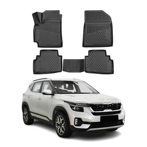 OMAC Floor Mats Liner for Kia Seltos 2021-2026 Black TPE All-Weather 4 Pcs - Picture 1 of 12