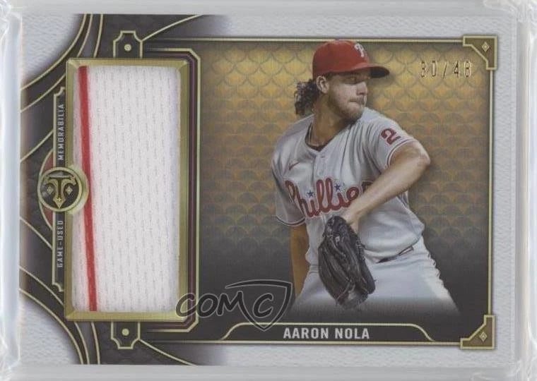 2022 Topps Triple Threads Single Jumbo Relics /48 Aaron Nola #SJR2-AN1 - Image 1 of 2