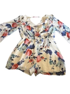 Bailey Blue Shorts Romper Womens Medium Multicolor Floral Long Sleeve Lined - Picture 1 of 6