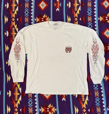 Y2K VTG USA Made Harley Davidson Mens Longsleeve T-Shirt Flames Carson City - Image 1 of 4