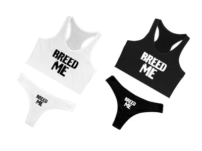 Conjunto de lencería Breed Me Breeding Crop Top tanga bragas Foto 1 de 4