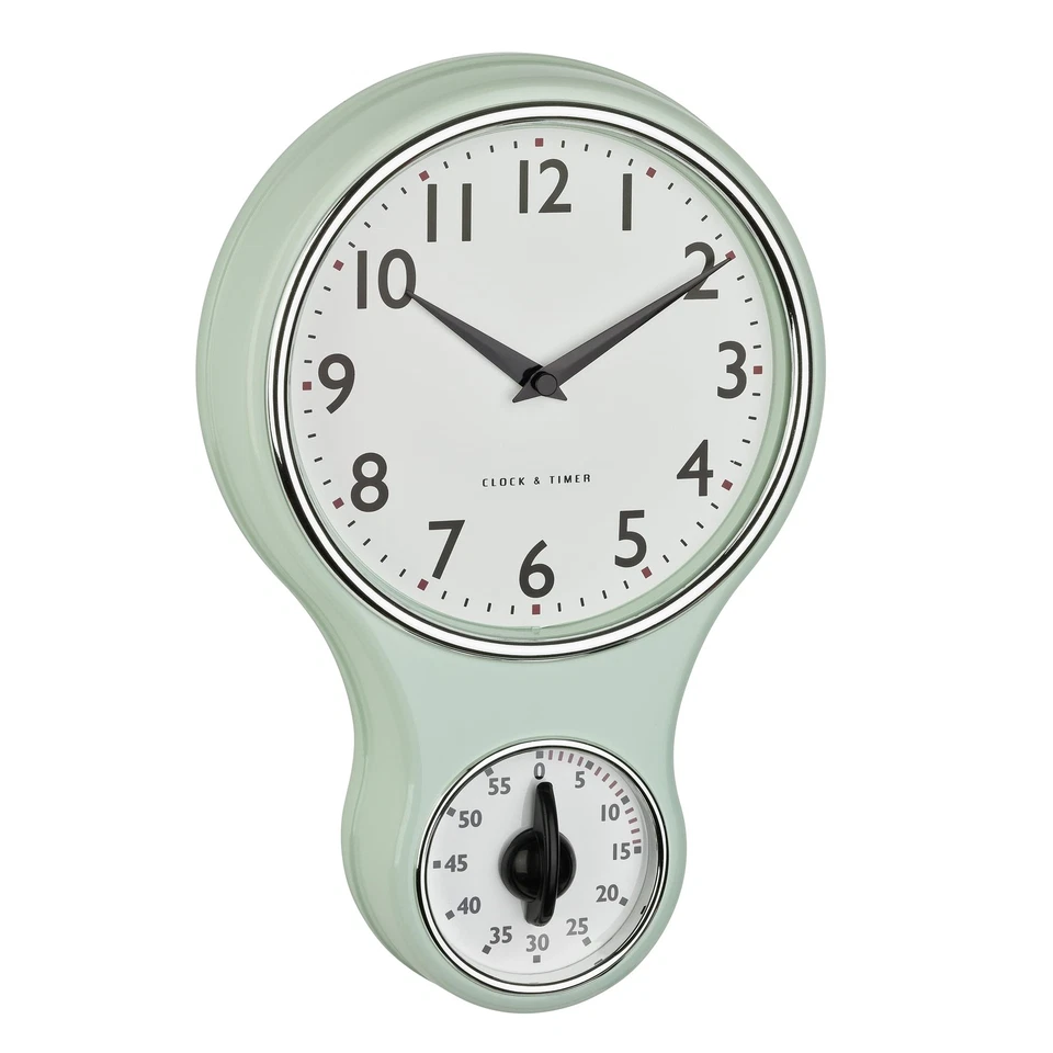 Analoge Retro-Wanduhr mit Timer 60.3073.20 Eieruhr bis 60min Küchenwanduhr in... - Bild 1 von 2
