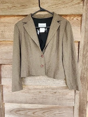 Chaqueta Blazer Burke Avenue Mujer Marrón Negro Blanco Manga Larga Talla 10 Foto 1 de 4