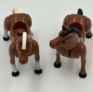 Brown Horses Playskool Lil Playmates Set Of Two Vintage Toy Childhood Memories - Picture 1 of 3