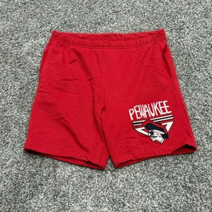 Vintage 80s Dan Alteson Pewaukee HS Graphic Sweat Shorts Mens XL Red Wisconsin - Picture 1 of 4
