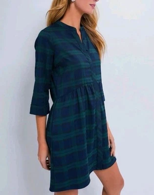 Camisa de vestir Tuckernuck para mujer mediana Blackwatch Royal a cuadros verde vacaciones  Foto 1 de 4