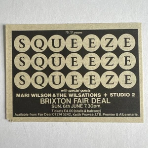 Squeeze @ Fair Deal Brixton | 1982 VINTAGE SMALL GIG ADVERT - Picture 1 of 1