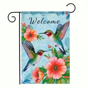 Welcome Spring Summer Garden Flag Double Sided 12 x 18 Hummingbird Bird Garde... - Picture 1 of 7