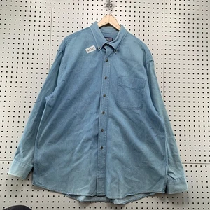VTG Lands' End Button Down Denim Shirt Mens XL Blue Long Sleeve  Cowboy - Picture 1 of 15