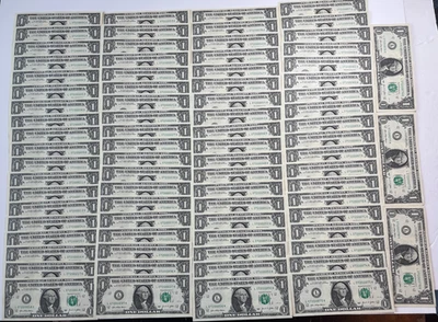 79 - UNCIRCULATED ONE DOLLAR BILLS W/ SERIAL NUMBERS IN SEQUENCE | FANCY - Image 1 of 4