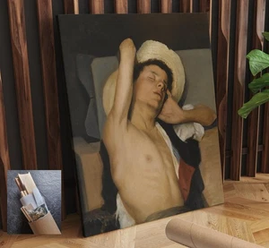 Men Nude Georgios Jakobides Figurative Canvas Wall Art 24X30 Inch - Picture 1 of 4