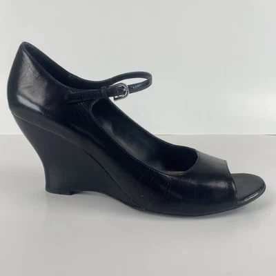Cuñas Mary Jane Franco Sarto negras peep toe | Talla 11,5 Foto 1 de 4