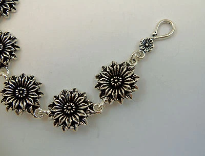 BRACCIALE ORIENTALE CON FIORI  ARGENTO 925 SILVER BRACELET FLOWERS - Immagine 1 di 4