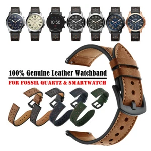 20mm 22mm Quick Fit Premium Genuine Leather Watch Band Strap For Fossil Watch - Picture 1 of 17