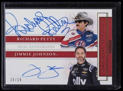 JIMMIE JOHNSON RICHARD PETTY DUAL AUTO 15/15 NASCAR PANINI NATIONAL TREASURES - Image 1 of 2