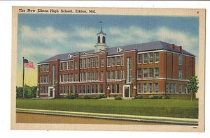 Vintage Postkarte Elkton MD Maryland High School Leinen - Bild 1 von 1