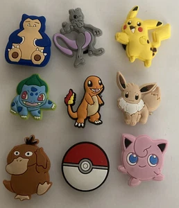 9 pc Pokémon Character Shoe Charms for CROCS JIBBITZ - Eevee Pikachu Snorlax Meo - Picture 1 of 3