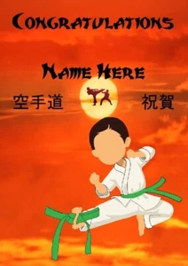 pnc413 Green Belt Karate Congratulations Personalised Card A5 any name/s - Picture 1 of 1