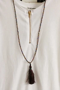 Abril Pompon Long Necklace with Fine Drop Tassel Detail *Made in Italy* IA-0383 - Imagen 1 de 6