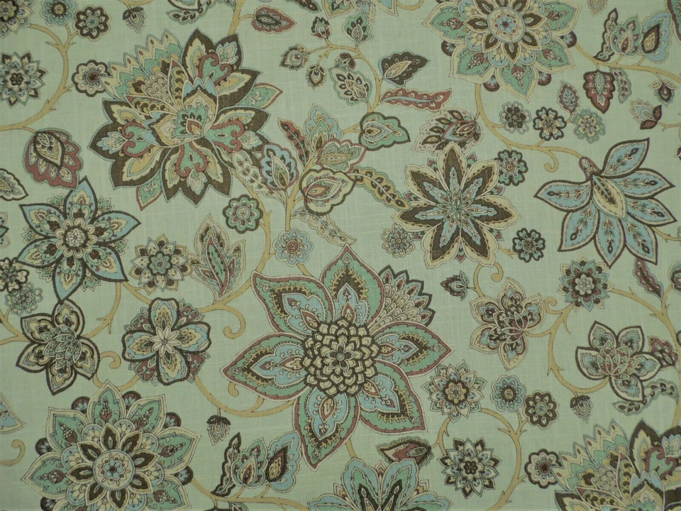Belle Maison Cassidy Linen Upholstery Drapery Fabric Spa Floral NN19 - Image 1 of 1