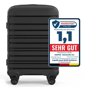 Hartschalenkoffer Koffer Reisekoffer Trolley Rollkoffer Handgepäck Schwarz in M - Bild 1 von 12