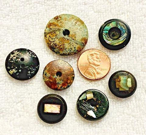 Lot of 7 Antique Vintage  Composite Fleck Sewing Buttons Whistle & Others S34 Cover