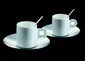 MONO Doppio - Espresso Cup, Saucer & Spoon Set - Porcelain + Stainless Steel - Picture 1 of 6