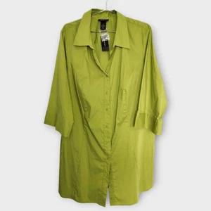 Lane Bryant Damen Kleid Gr. 26 grün Knopfleiste Shirt Tunika Cottagecore klassisch - Bild 1 von 13