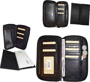 Lote de 3 Cartera de Cuero con Cremallera Alrededor Chequera 14 Monedero de Cambio de Tarjeta de Identificación de Crédito Nuevo - Imagen 1 de 12
