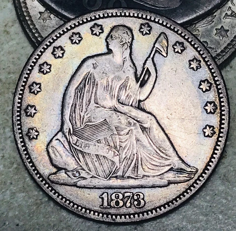 1873 Seated Liberty Half Dollar 50C NO Arrows CHOICE Silver US Coin CC16662 Cover