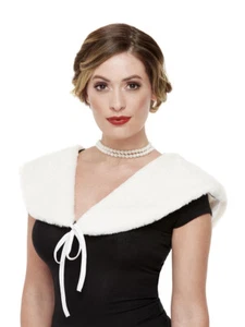 Deluxe 20s Faux Fur Stole White Costume Accessory - Picture 1 of 1