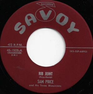 SAM PRICE rib joint / tishomingo U.S. SAVOY 45rpm 1505_orig 1956 NEAR MINT R&B - Picture 1 of 2