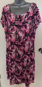 Gina Bacconi Pink Black & Purple layered style shift dress size 22 - Picture 1 of 12