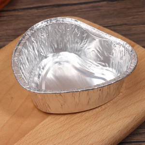10Pcs Heart Shaped Aluminum Foil Baking Cups With Cover Cupcakes Puddings Cup-v - Picture 1 of 14