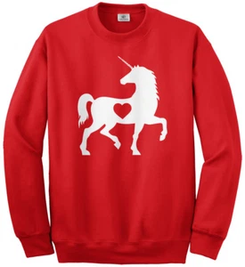 Unicorn Heart Love Youth Sweatshirt Cute Valentine's Day Gift - Picture 1 of 10