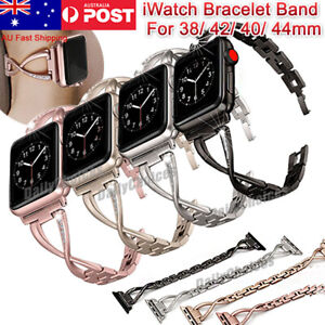 Apple Watch Series 6 5 4 3 2 SE Bling Stainless Steel Bracelet iWatch Band Strap