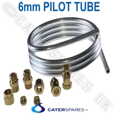 CATERSPARESUK 6MM UNIVERSAL GAS PILOT BUNDY TUBE KIT INC NUT & OLIVES 1.2M LONG ALUMINIUM PIPE